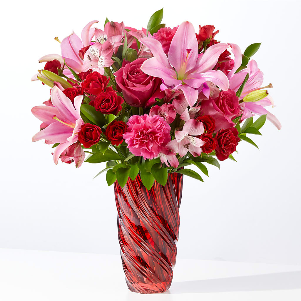 In Love Bouquet with Luxe Swirl Vase – Rambling Rose Florist, Dunedin FL