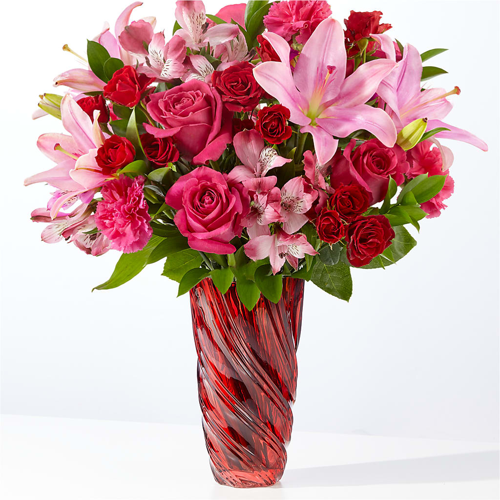 In Love Bouquet with Luxe Swirl Vase – Rambling Rose Florist, Dunedin FL