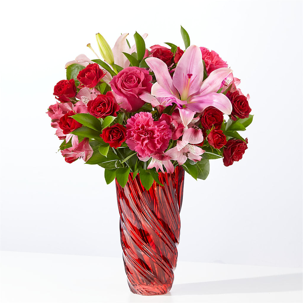 In Love Bouquet with Luxe Swirl Vase – Rambling Rose Florist, Dunedin FL