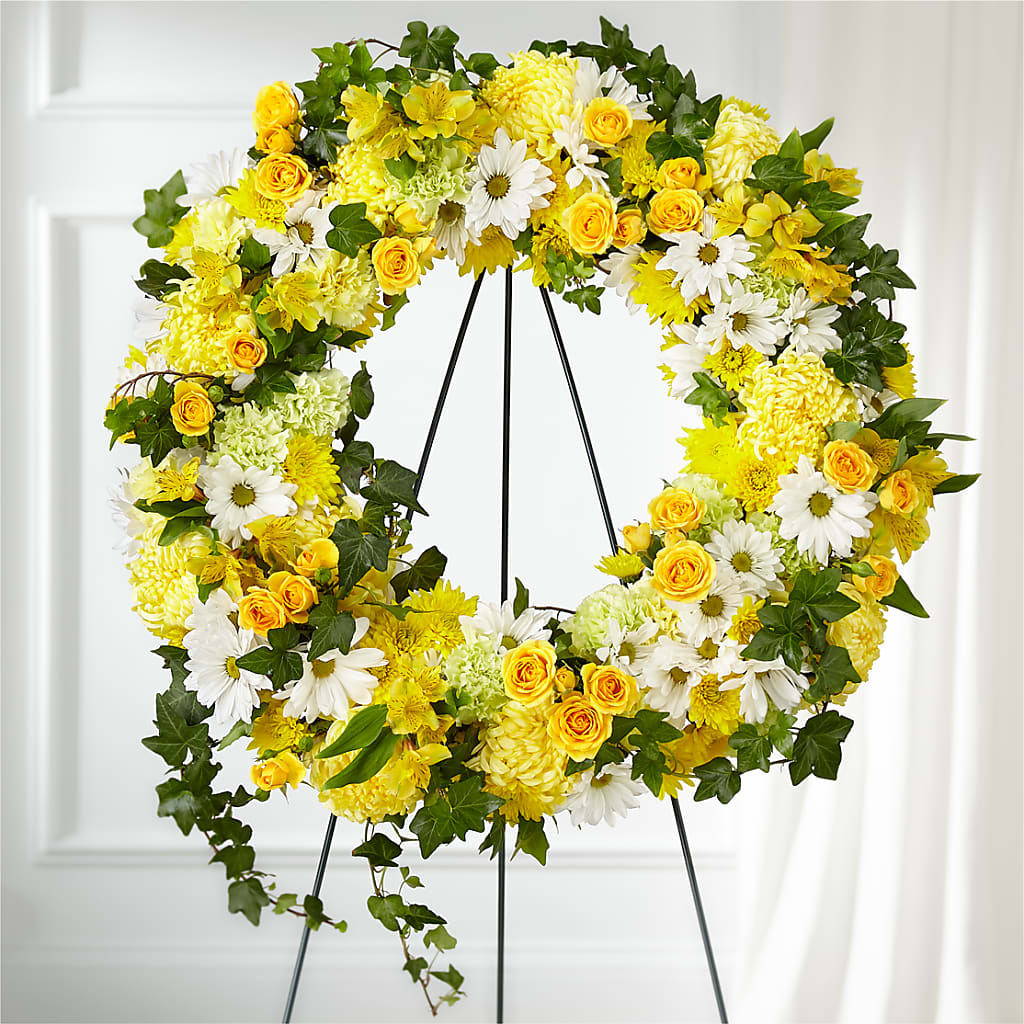 Golden Remembrance Wreath – Rambling Rose Florist, Dunedin FL