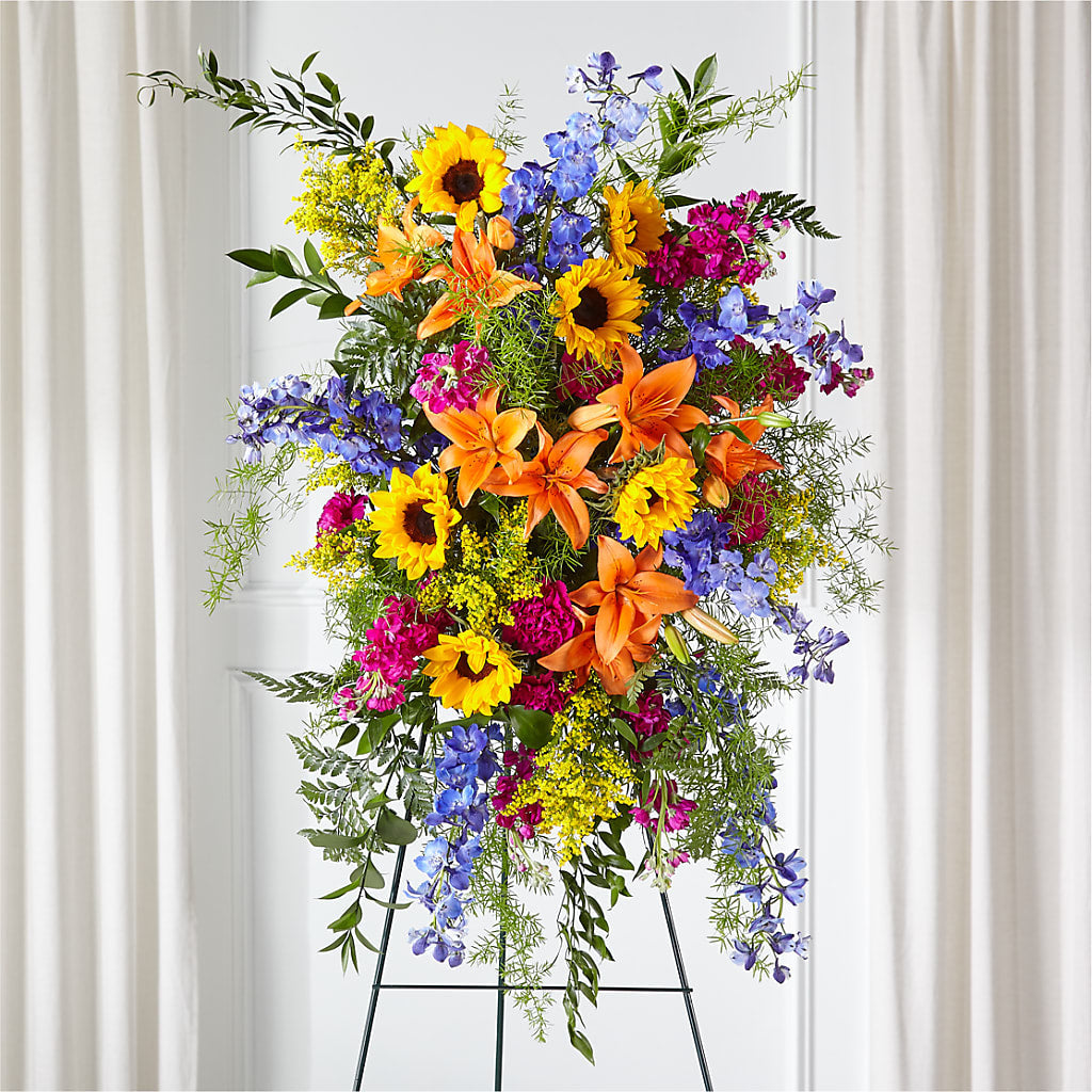 Sunlit Memories Standing Spray (Standard) – Rambling Rose Florist, Dunedin FL