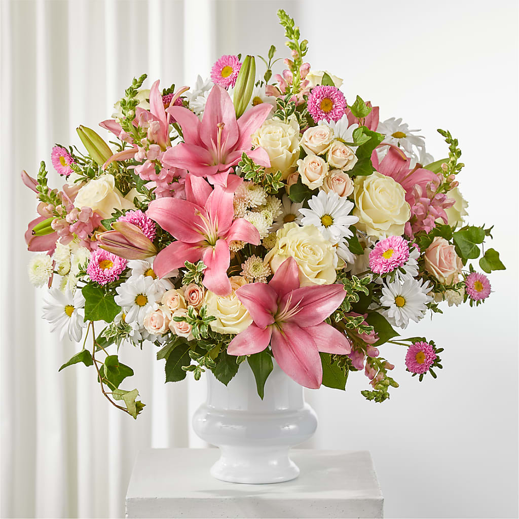 Empathetic Blooms Urn Arrangement – Rambling Rose Florist, Dunedin FL