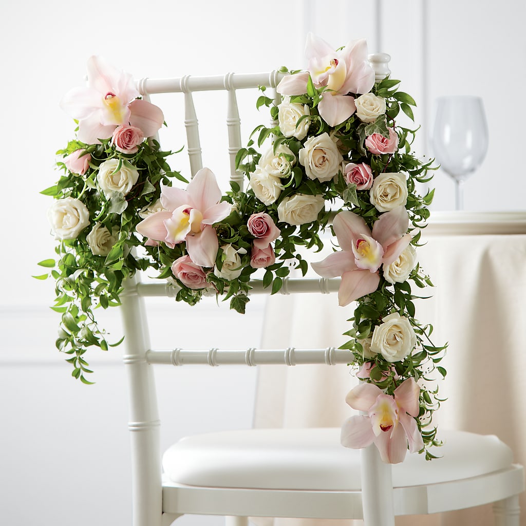 Orchid Rose Chair Décor – Rambling Rose Florist, Dunedin FL