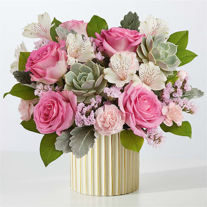 Dusty Rose Bouquet with Ivory Vase –  Rambling Rose Florist, Dunedin FL