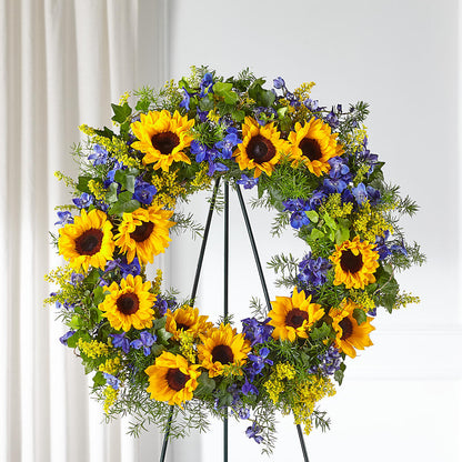 Bright Rays Wreath –  Rambling Rose Florist, Dunedin FL