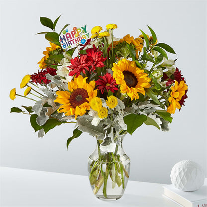 Prairie Sunrise Bouquet & Happy Birthday Topper