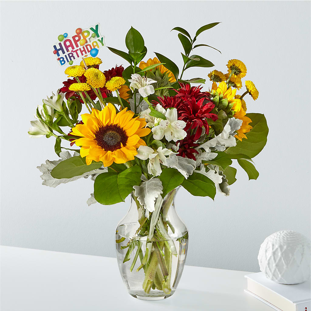 Prairie Sunrise Bouquet & Happy Birthday Topper