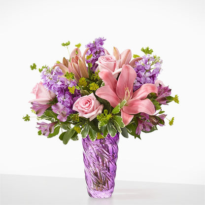 Precious Petals Bouquet with Luxe Swirl Vase –  Rambling Rose Florist, Dunedin FL