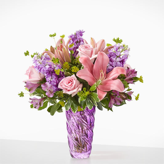 Precious Petals Bouquet with Luxe Swirl Vase –  Rambling Rose Florist, Dunedin FL