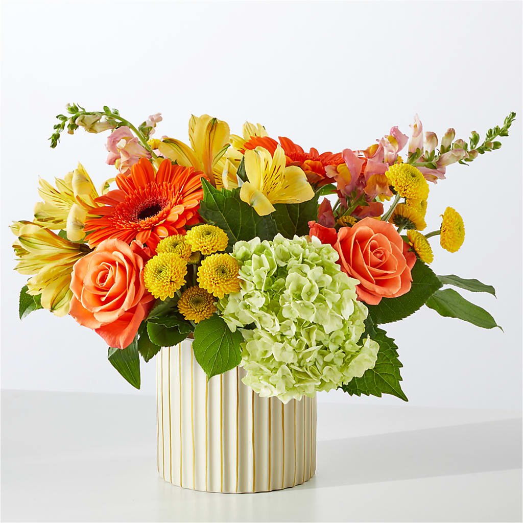 Autumn Sunshine Bouquet with Ivory Vase –  Rambling Rose Florist, Dunedin FL