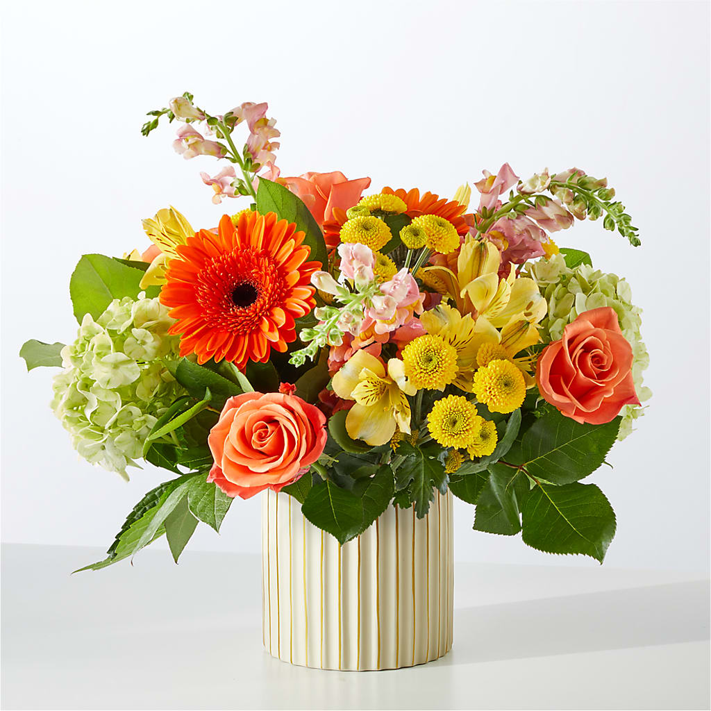 Autumn Sunshine Bouquet with Ivory Vase –  Rambling Rose Florist, Dunedin FL