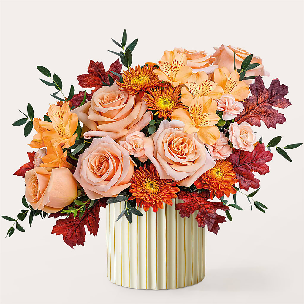Spiced Latte Bouquet with Ivory Vase –  Rambling Rose Florist, Dunedin FL