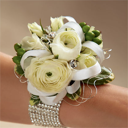 White Wedding Corsage –  Rambling Rose Florist, Dunedin FL